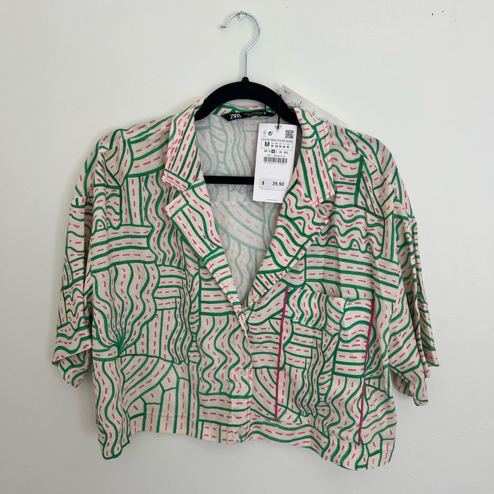 Zara cropped button down